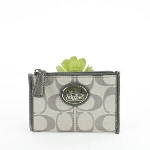 Coach Beige and Gray Canvas Coin Wallet